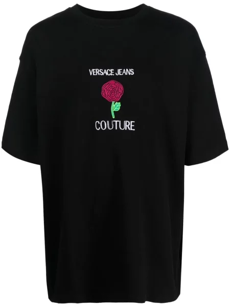 Tricou Versace Jeans Couture cu model floral negru