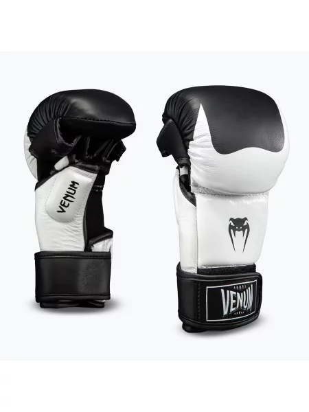 Рукавиці MMA Venum Attack Sparring Leather black/white білі
