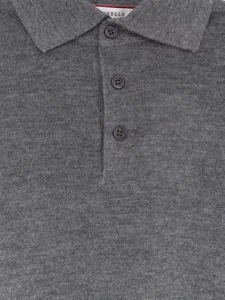 Lung tricou polo Brunello Cucinelli gri