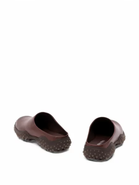 Papuci tip mules Miu Miu din piele maro