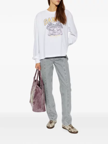 Ursuleț de pluș lung tricou Ganni alb