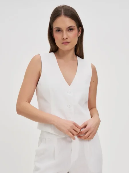 Vestă Marisse de in alb