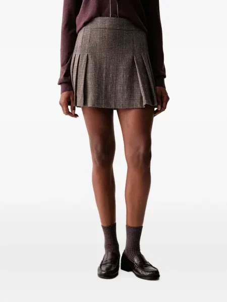 Spódnica mini Armani Exchange w kratę brązowa