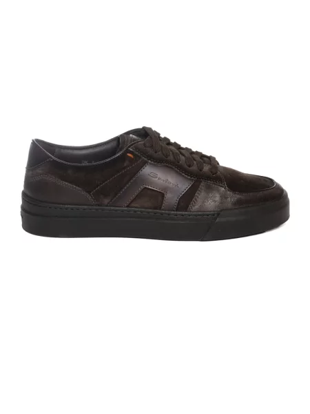 Sneakersy Santoni skórzane brązowe