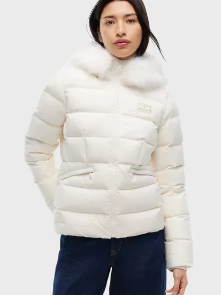 Джинсова куртка Tommy Jeans з капюшоном біла