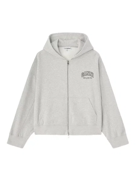 Bluza z kapturem Ganni szara