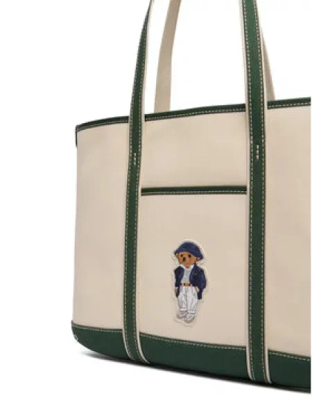Polo Ralph Lauren Shopper torba ecru/prljavo bijela / tamno zelena bež