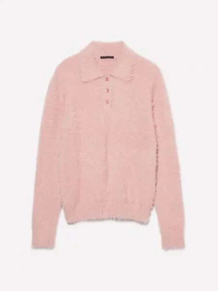 Πλεκτό μακρύς polo Sisley ροζ