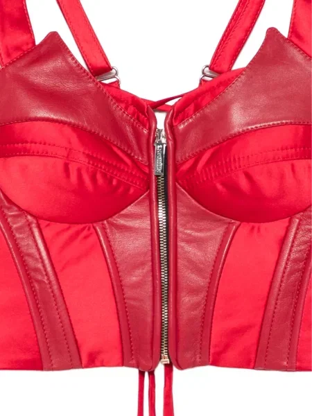 Top Mitiliane Couture din piele roșu