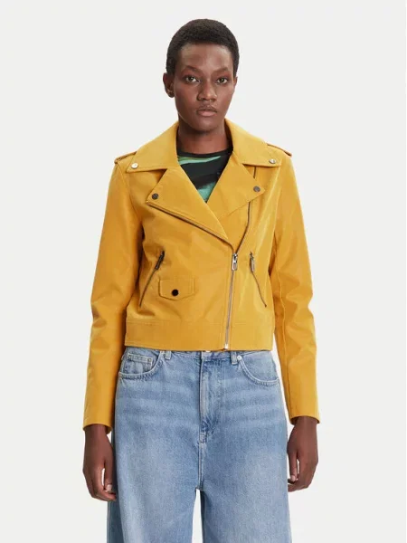 Desigual Jakna iz umetnega usnja Must rumena