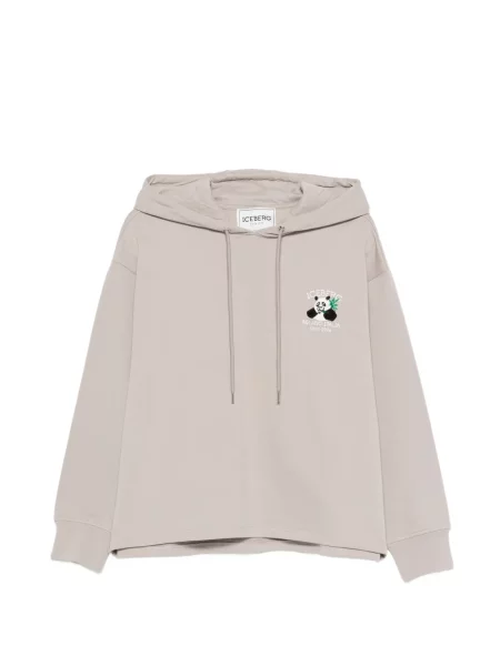 Hanorac cu glugă Iceberg cu broderie gri