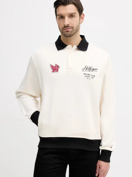 Bombažen pulover Tommy Hilfiger bež