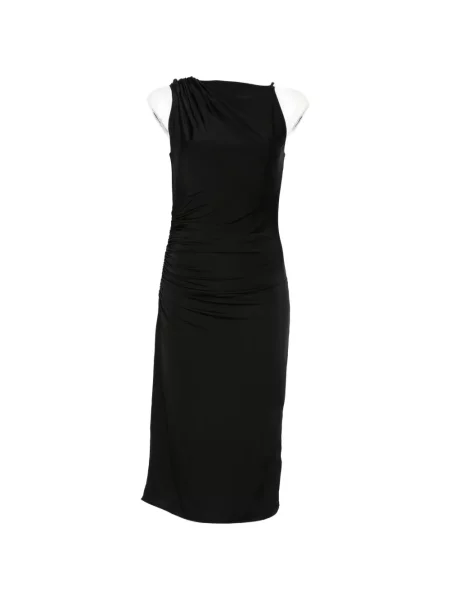 Rochie midi Marella drapată până la genunchi de costum negru