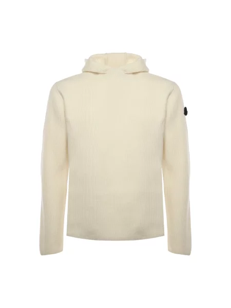 Bluza z kapturem Moncler wełniana z kapturem beżowa