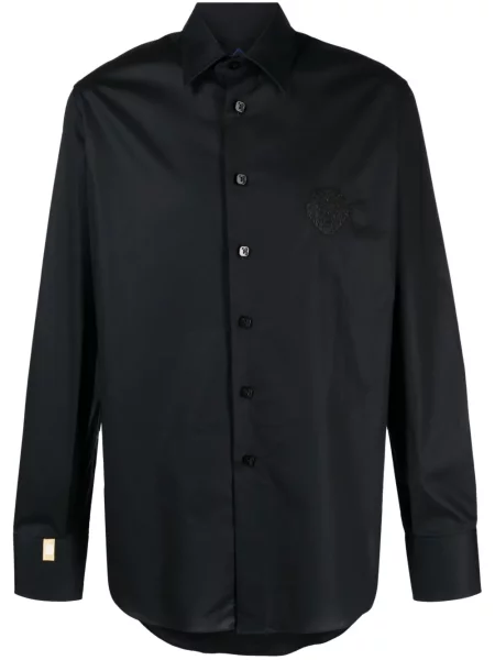 Cămașă Billionaire cu broderie din poplin negru
