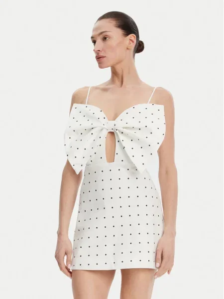 BARDOT Лятна рокля Vieda Linen Bow бял