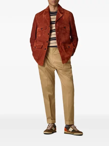 Geacă Paul Smith din piele de căprioară roșu