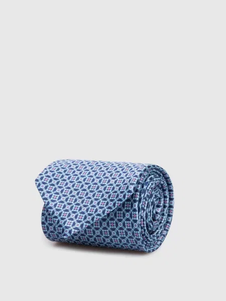 Краватка із шовку у візерунок Luxury Stefano Ricci блакитна