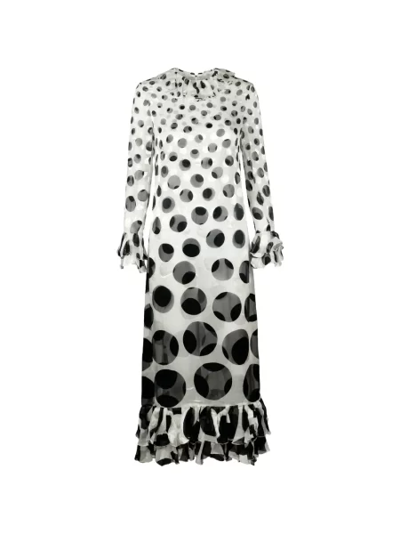 Rochie maxi Valentino Garavani cu buline cu volane alb