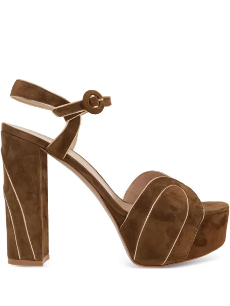 Sandale Gianvito Rossi din piele de căprioară cu platformă maro