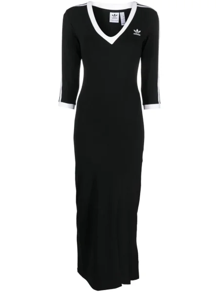 Костюм макси рокля Adidas на райета черно