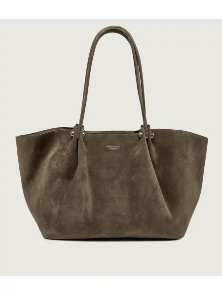 Weekend MaxMara Geantă shopper + borsetă Wkapesi | piele întoarsă bej