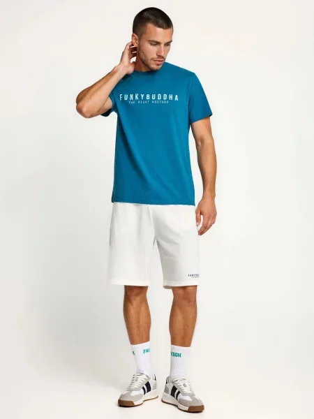 Funky Buddha Tricou albastru regal alb