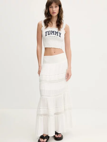 Tommy Jeans Bombažen top bela