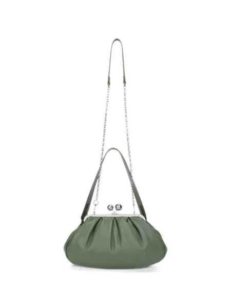 Geantă de călătorie Weekend Max Mara din piele de oaie verde