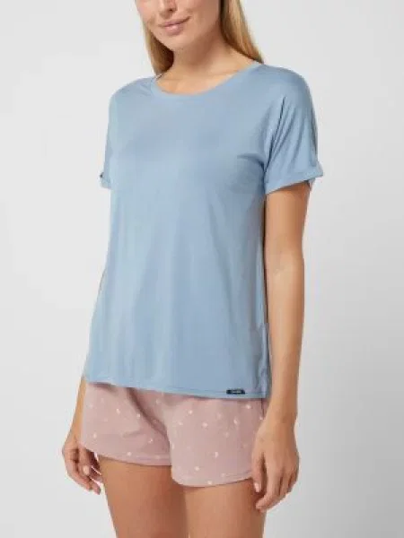 T-shirt z mieszanki i elastanu model ‘Every Night In’ Skiny niebieska