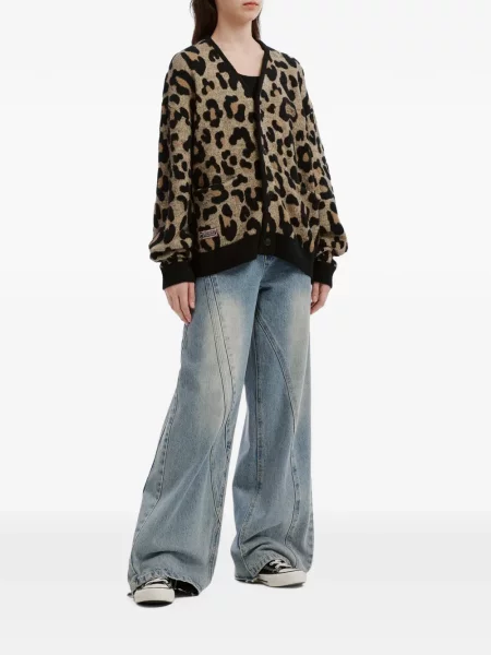 Cardigan Fingercroxx cu imagine cu model leopard maro