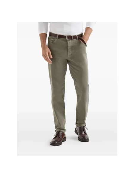 Jeansy Brunello Cucinelli z 5 kieszeniami zielone