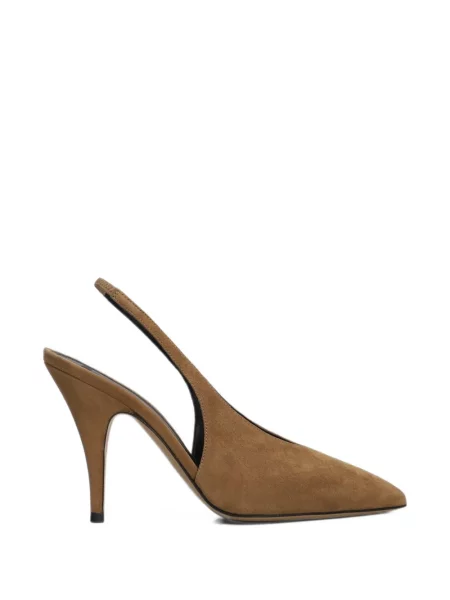 Pantofi cu toc 3juin din piele de căprioară slingback maro