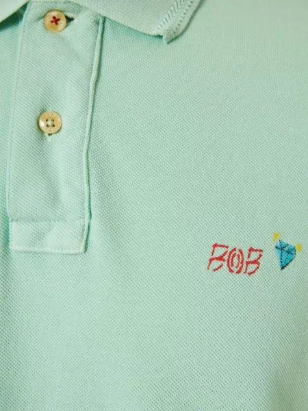 Tricou polo Bob cu broderie verde