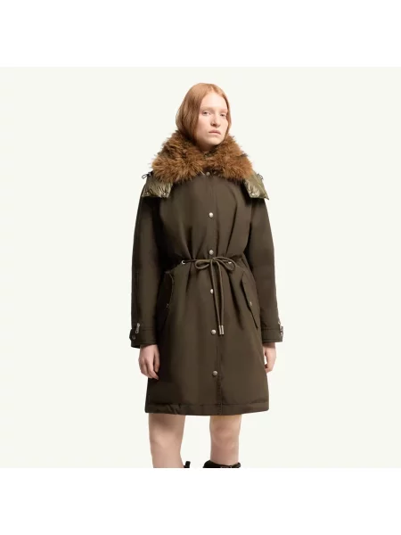 Długa kurtka puchowa Moncler zielona