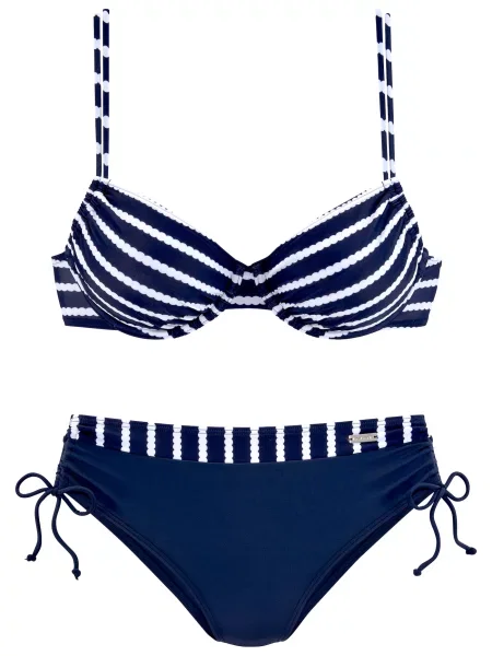 LASCANA Costum de baie două piese bleumarin alb
