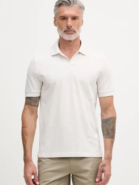 Tricou polo Calvin Klein Jeans alb