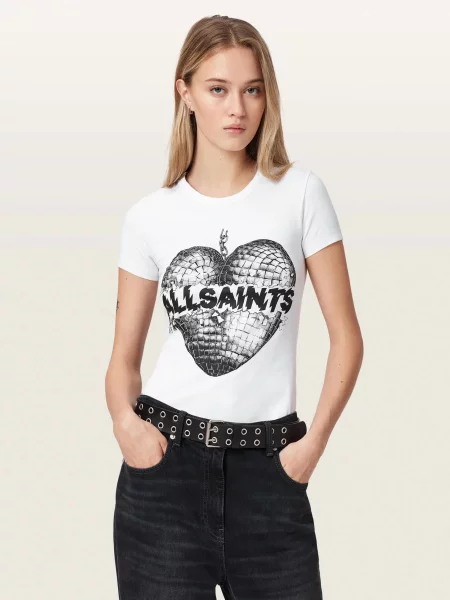 Футболка All Saints из модала белая