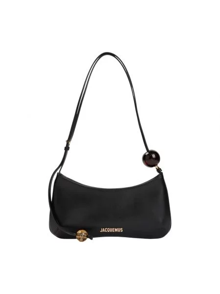 Torebka skórzana Jacquemus z perełkami czarna