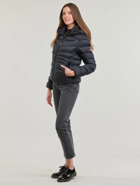 Geacă Superdry cu glugă albastru