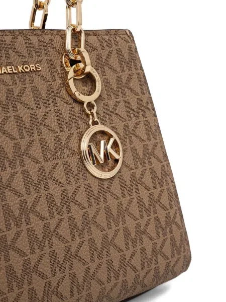 Кожено портмоне Michael Michael Kors с връзки с принт кафяво