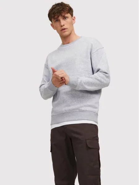 JACK & JONES Megztinis be užsegimo STAR šviesiai pilka