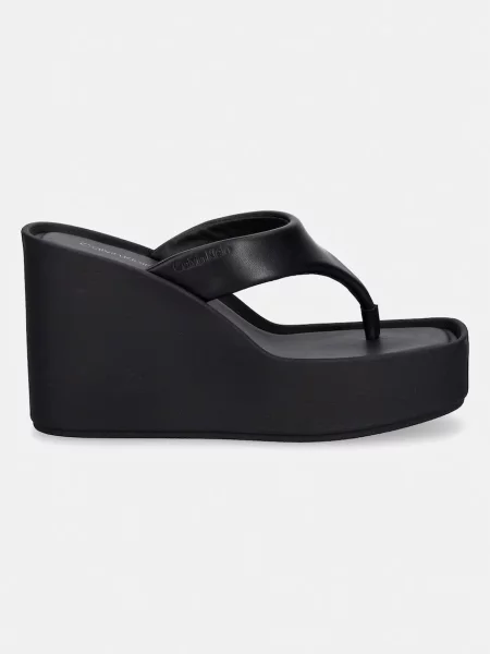 Kožené tangá Calvin Klein na kline čierna