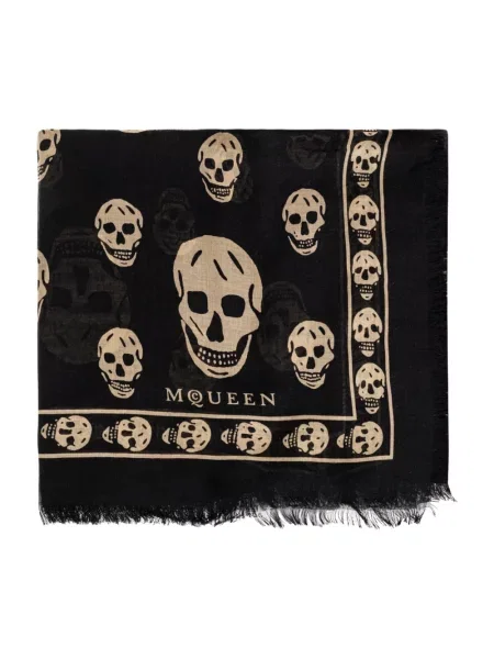 Lniana chusta Alexander Mcqueen czarna