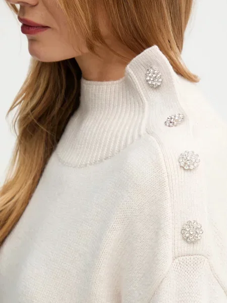 Светр з домішкою вовни OUI півгольф бежевий