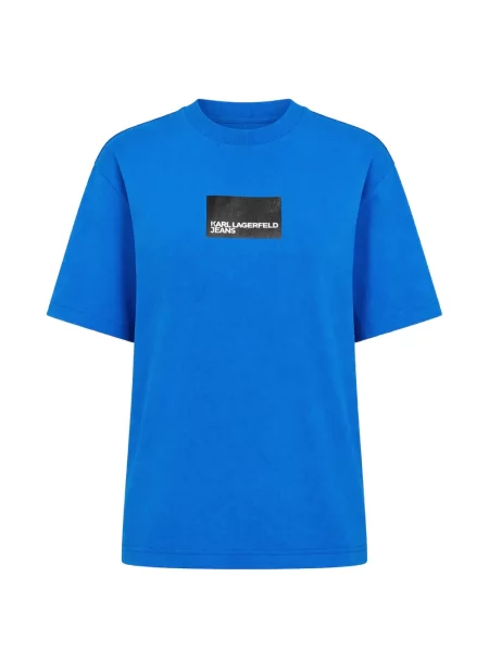 Tricou Karl Lagerfeld Jeans cu autograf albastru