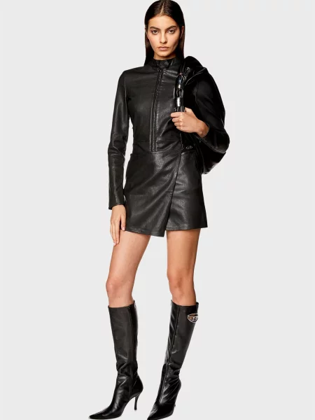 Шкіряна спідниця Diesel чорна