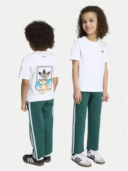 Adidas Комплект от тишърт и панталони Pokemon бял