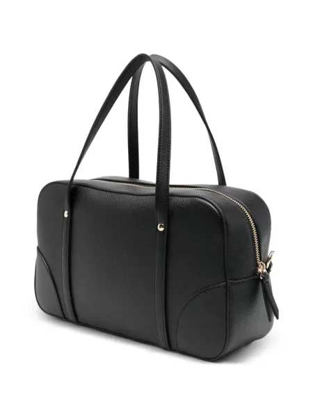 Bőr shopper táska Armani Exchange autogrammal fekete