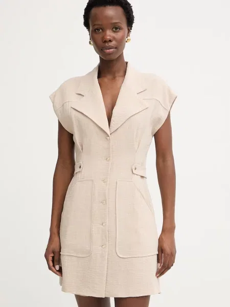 Simona Corsellini sukienka koszulowa z wiskozą beżowa